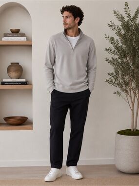 Billy Reid Men’s Light Gray Zip-Neck Sweater